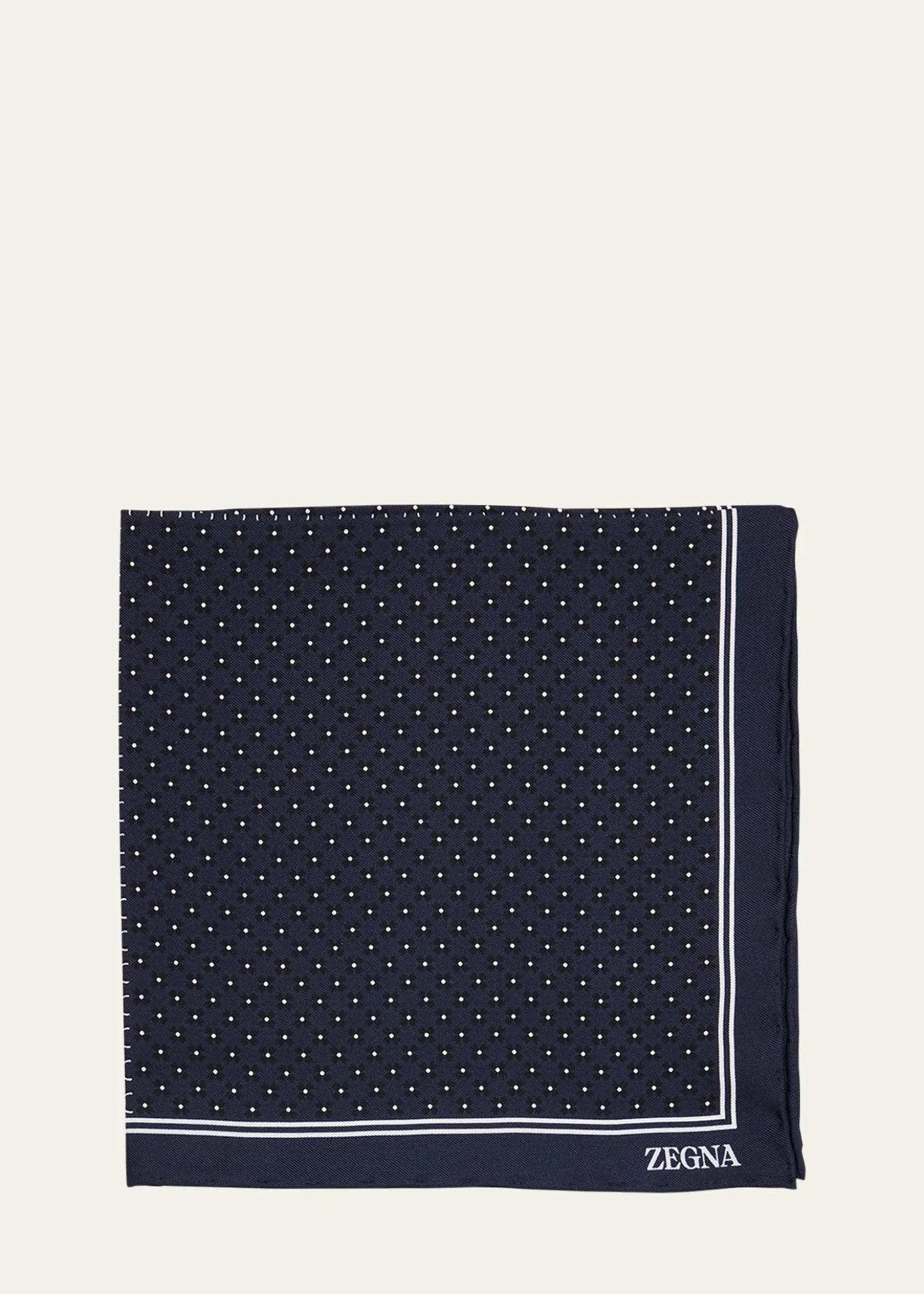 ZEGNAMen's Petite Geometric Floral Silk Pocket Square