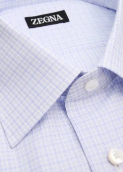 ZEGNAMen's Pure Cotton Micro-Plaid Dress Shirt