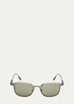 ZEGNAMen's Round Metal Sunglasses