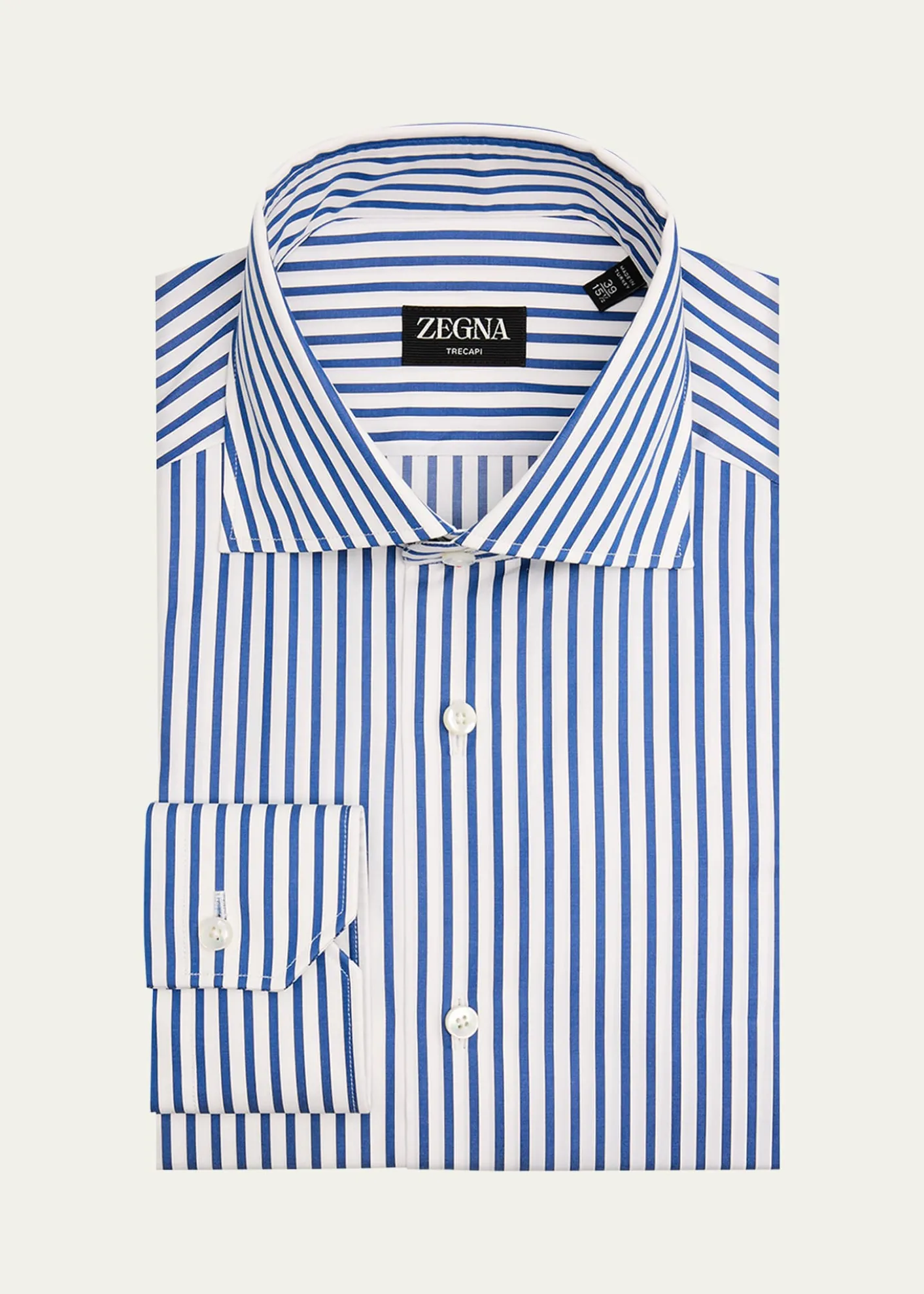 ZEGNAMen's Trecapi Cotton Bengal Stripe Dress Shirt