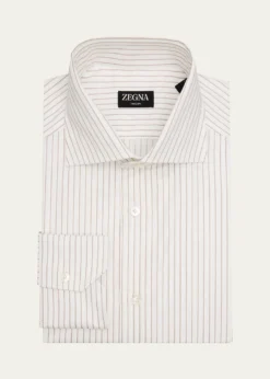 ZEGNAMen's Trecapi Cotton Narrow Double-Stripe Dress Shirt