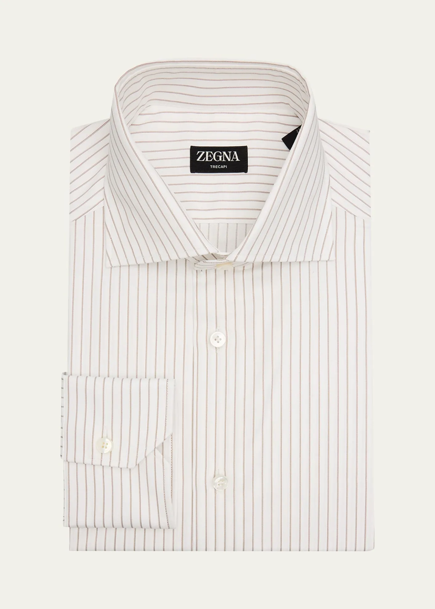 ZEGNAMen's Trecapi Cotton Narrow Double-Stripe Dress Shirt