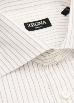 ZEGNAMen's Trecapi Cotton Narrow Double-Stripe Dress Shirt