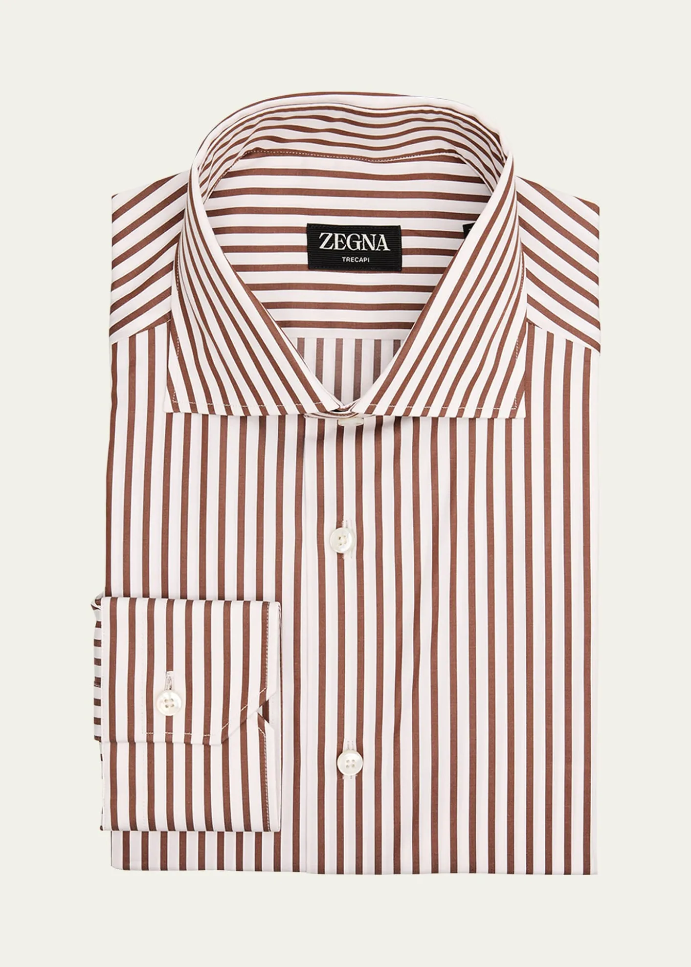 ZEGNAMen's Trecapi Cotton Bengal Stripe Dress Shirt