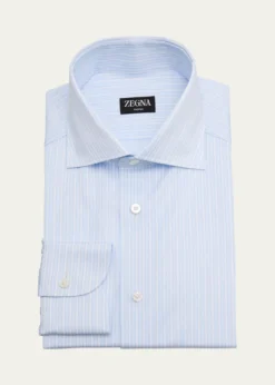 ZEGNAMen's Trofeo Cotton Framed Stripe Dress Shirt