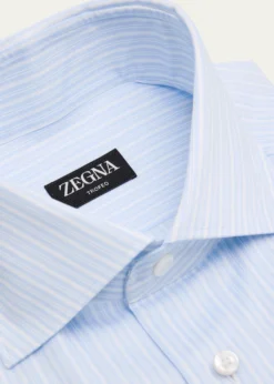 ZEGNAMen's Trofeo Cotton Framed Stripe Dress Shirt