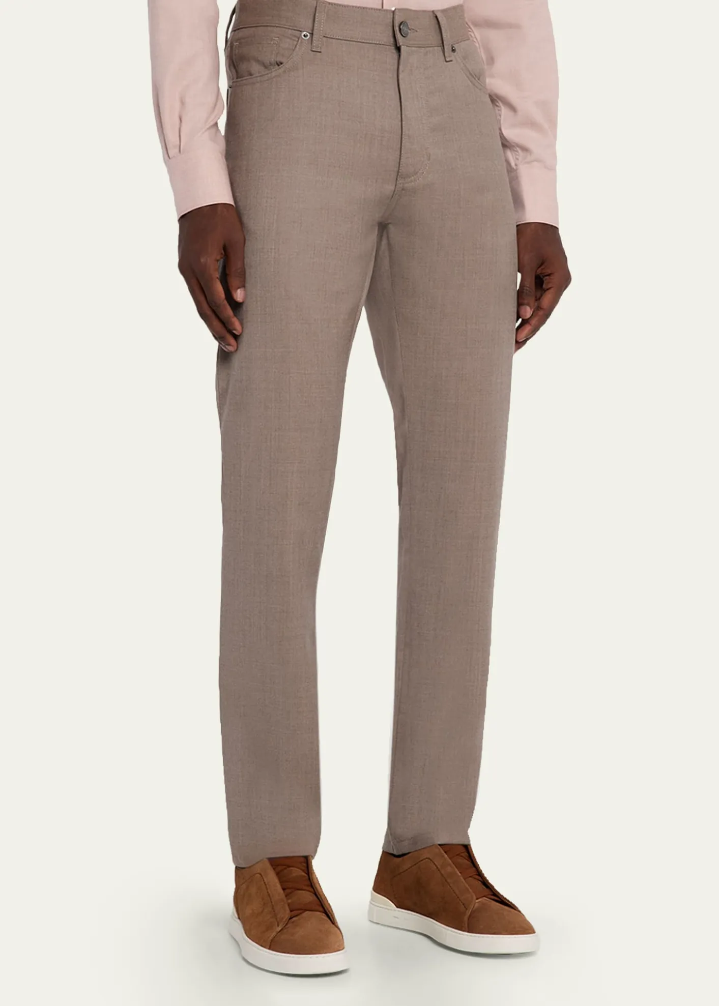 ZEGNAMen's Wool Sharkskin Slim Five-Pocket Pants
