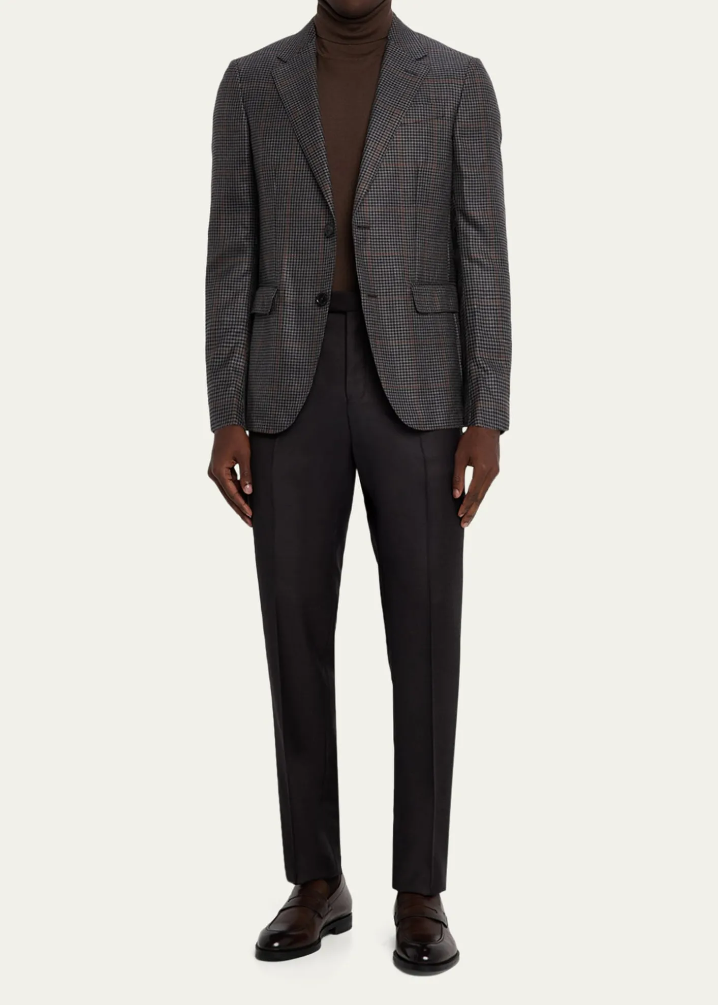 ZEGNAMen's Cashmere and Silk Houndstooth Check Sport Coat