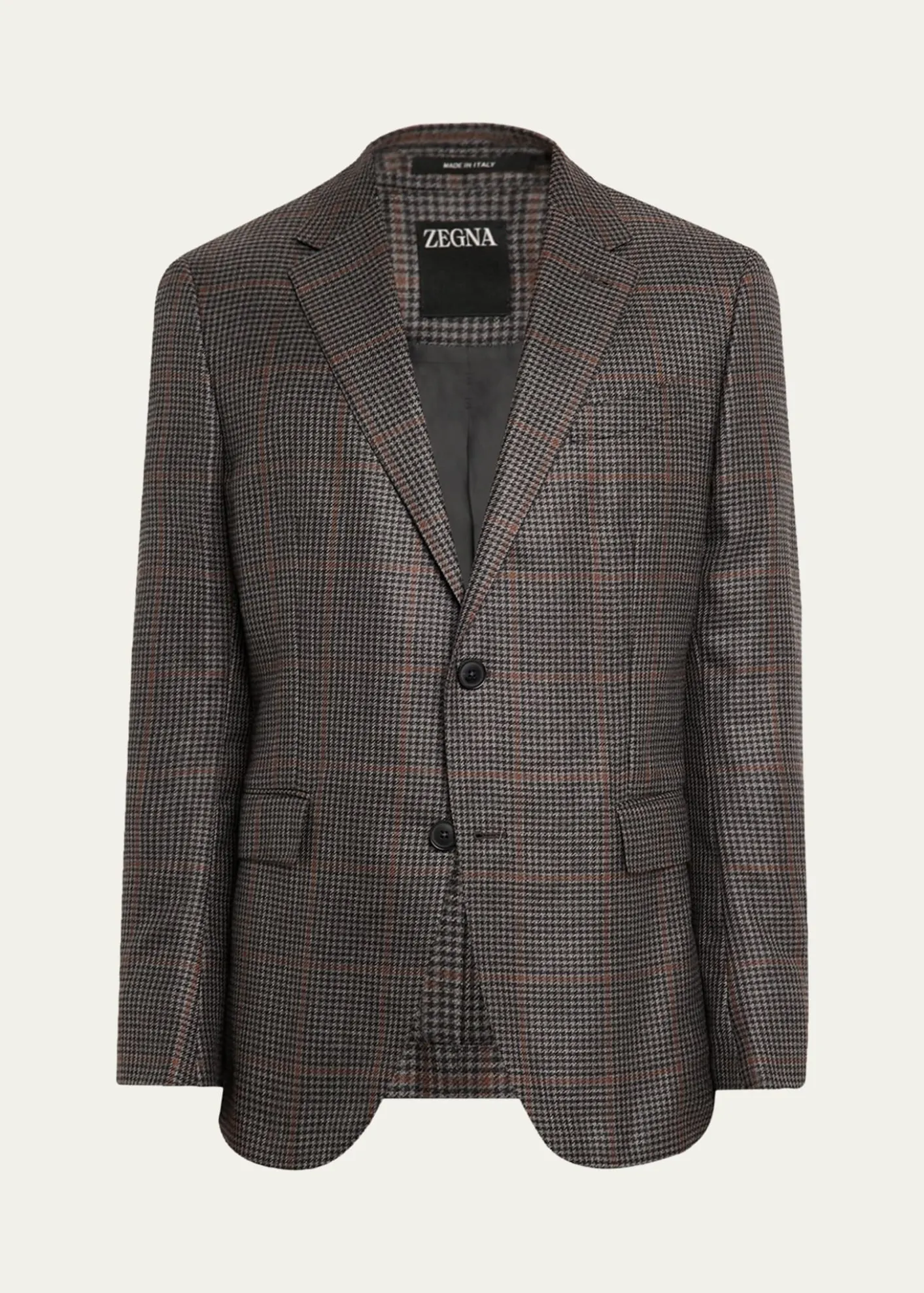 ZEGNAMen's Cashmere and Silk Houndstooth Check Sport Coat