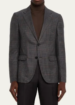 ZEGNAMen's Cashmere and Silk Houndstooth Check Sport Coat