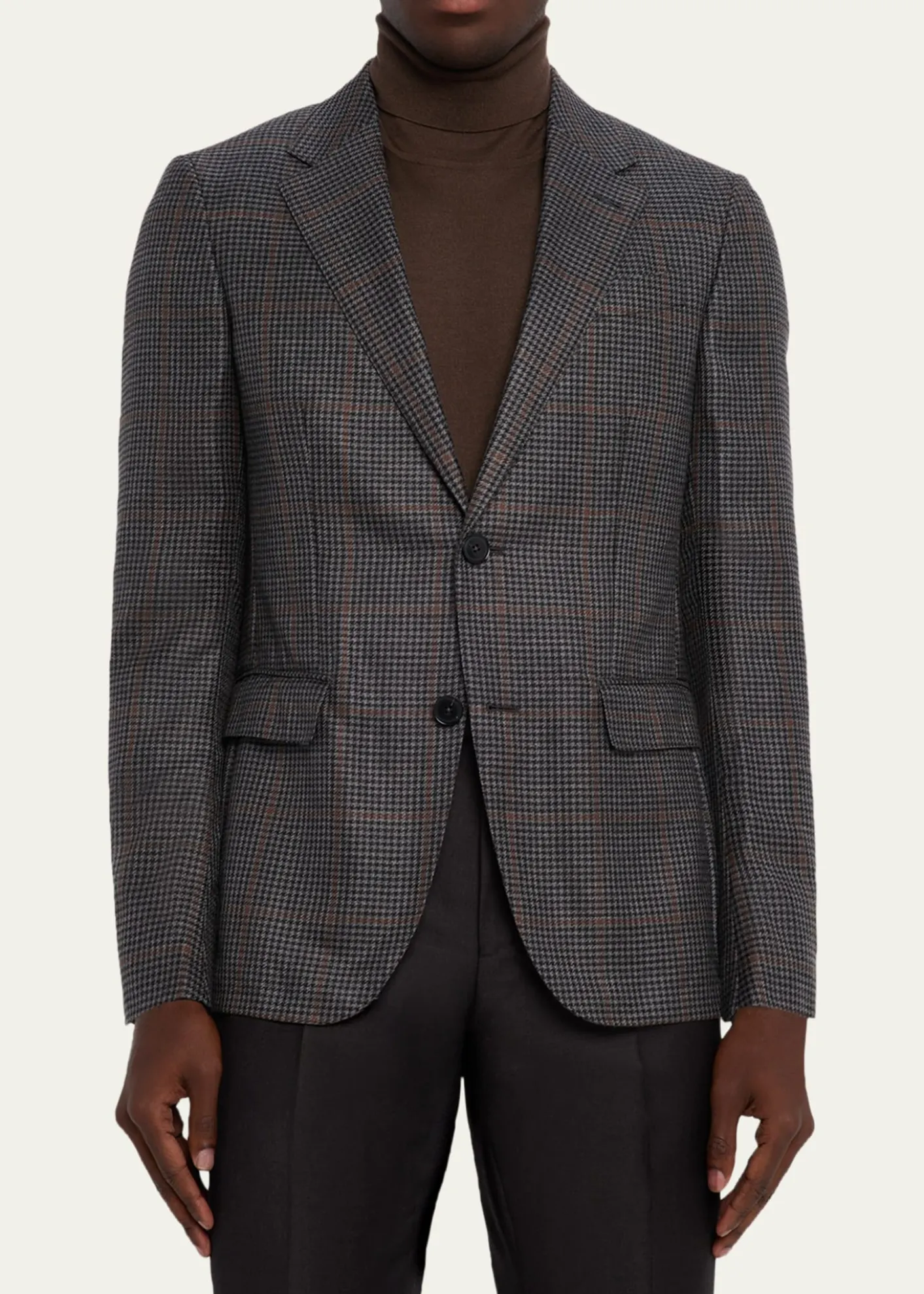 ZEGNAMen's Cashmere and Silk Houndstooth Check Sport Coat