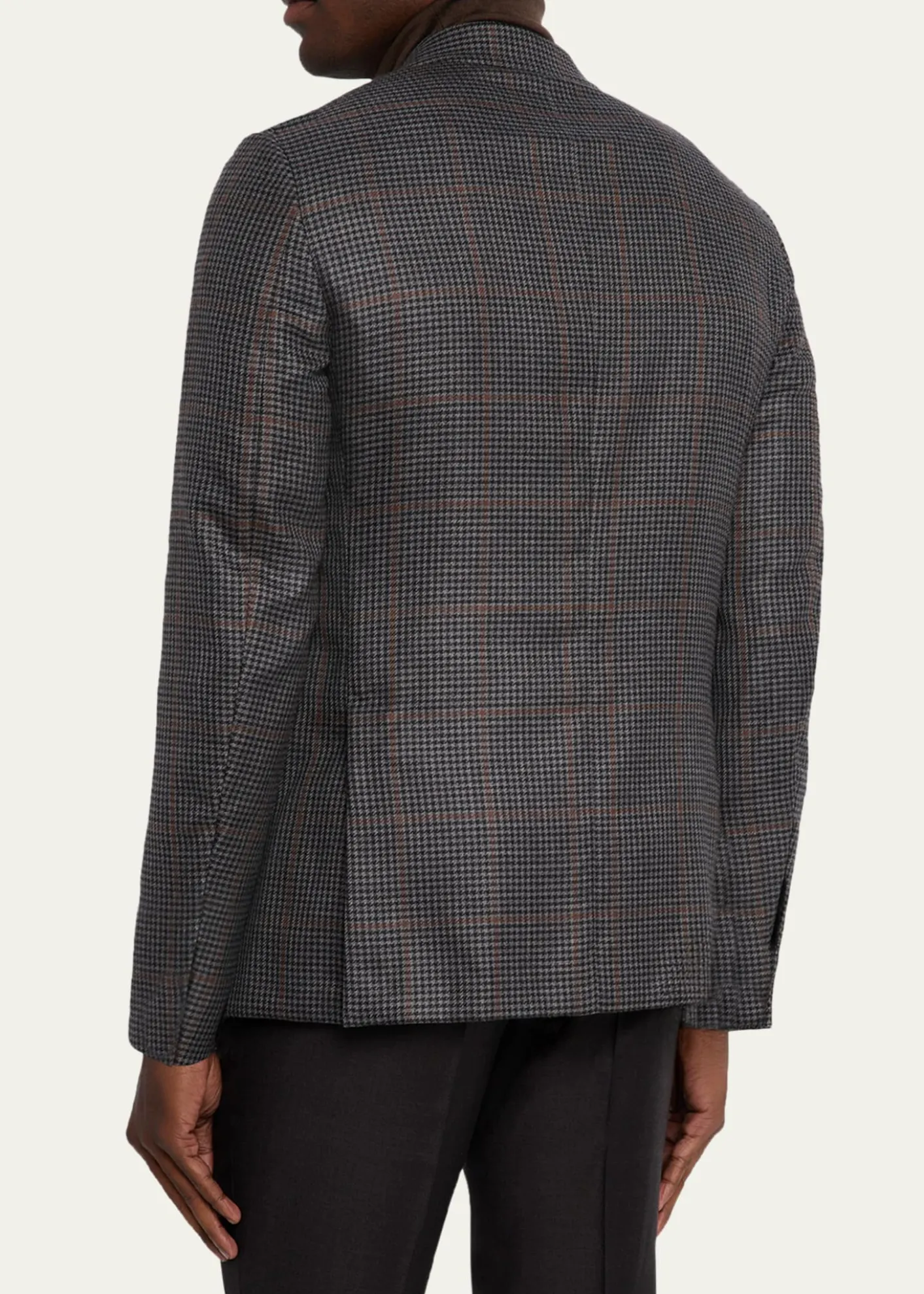 ZEGNAMen's Cashmere and Silk Houndstooth Check Sport Coat