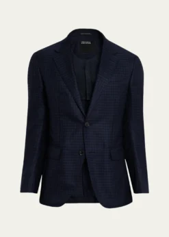 ZEGNAMen's Cashmere and Silk Tonal Check Sport Coat