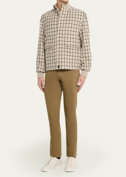 ZEGNAMen's Cashmere Check Hidden-Zip Chore Jacket