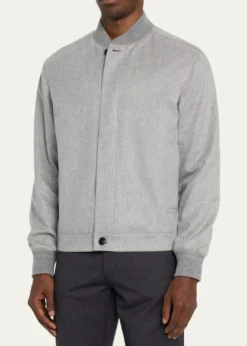 ZEGNAMen's Cashmere Concealed-Zip Blouson Jacket