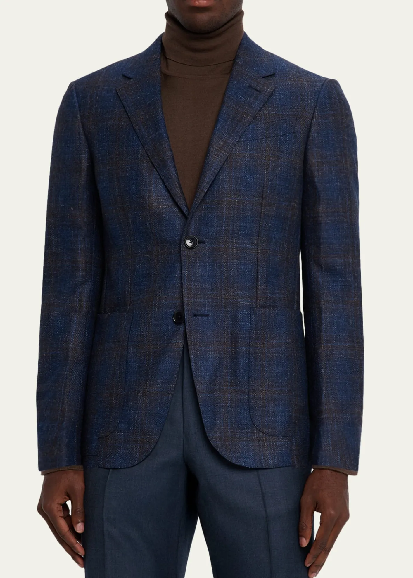ZEGNAMen's Check Woven Patch-Pocket Sport Coat