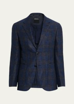 ZEGNAMen's Check Woven Patch-Pocket Sport Coat