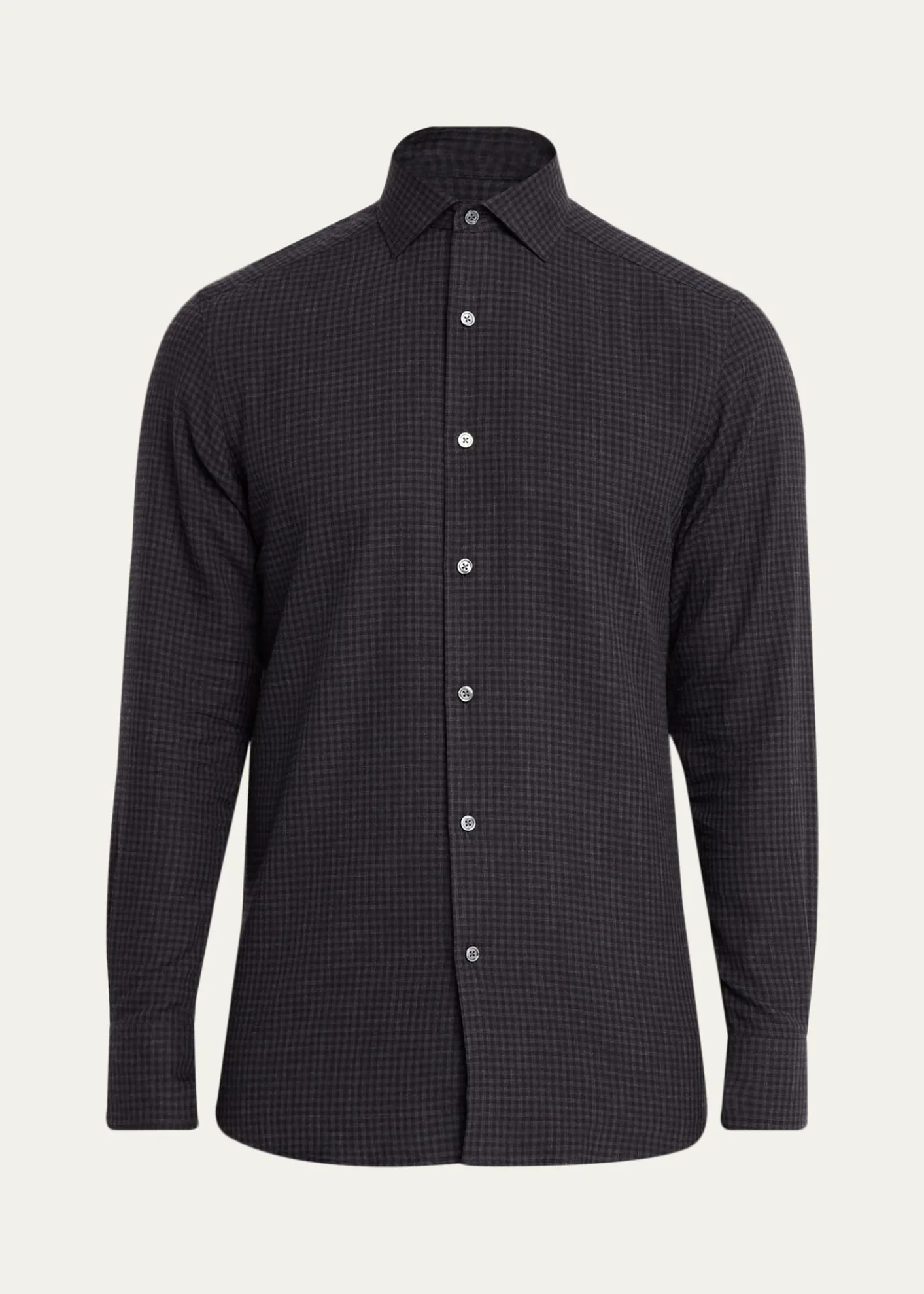 ZEGNAMen's Cotton and Cashmere Check Button-Down Shirt
