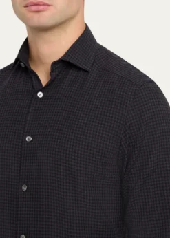 ZEGNAMen's Cotton and Cashmere Check Button-Down Shirt