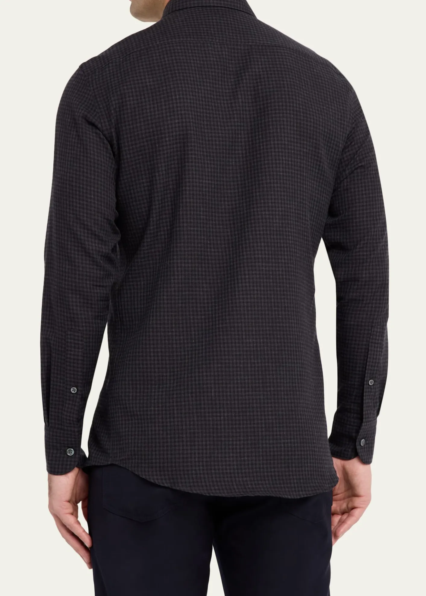 ZEGNAMen's Cotton and Cashmere Check Button-Down Shirt