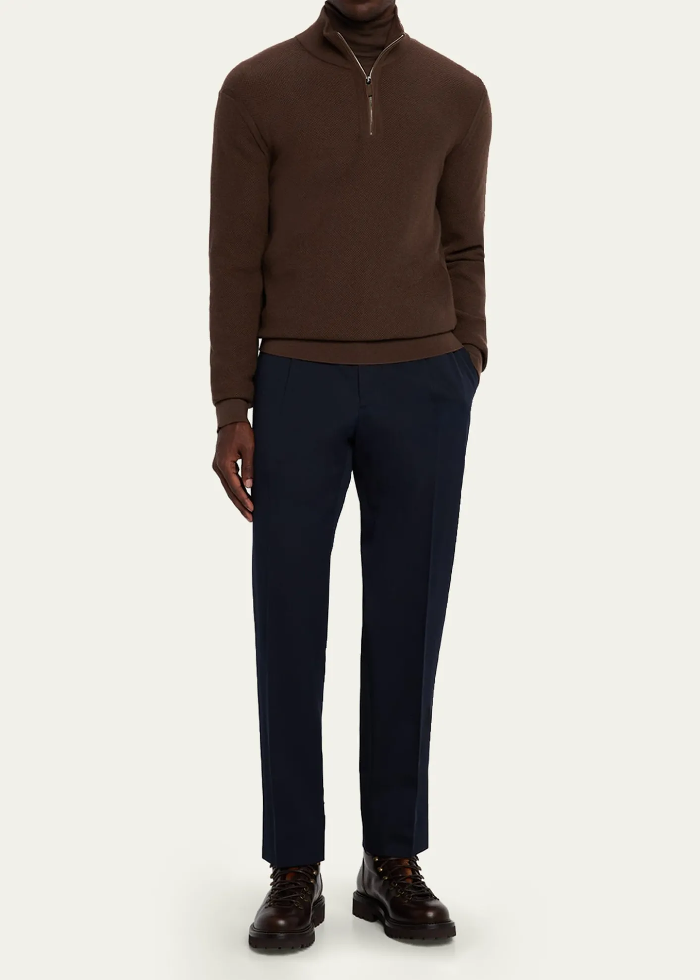ZEGNAMen's Cotton and Wool Single-Pleated Pants