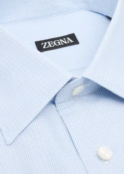 ZEGNAMen's Cotton Mini-Plaid Dress Shirt