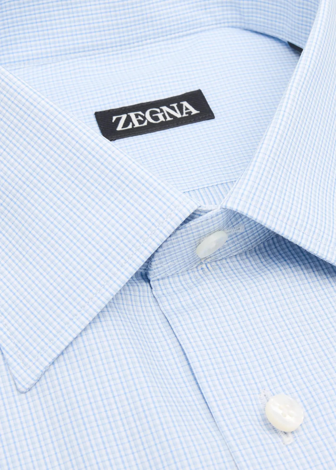 ZEGNAMen's Cotton Mini-Plaid Dress Shirt