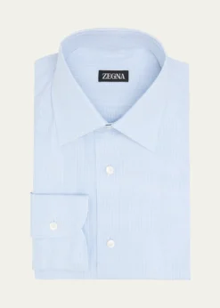 ZEGNAMen's Cotton Mini-Plaid Dress Shirt