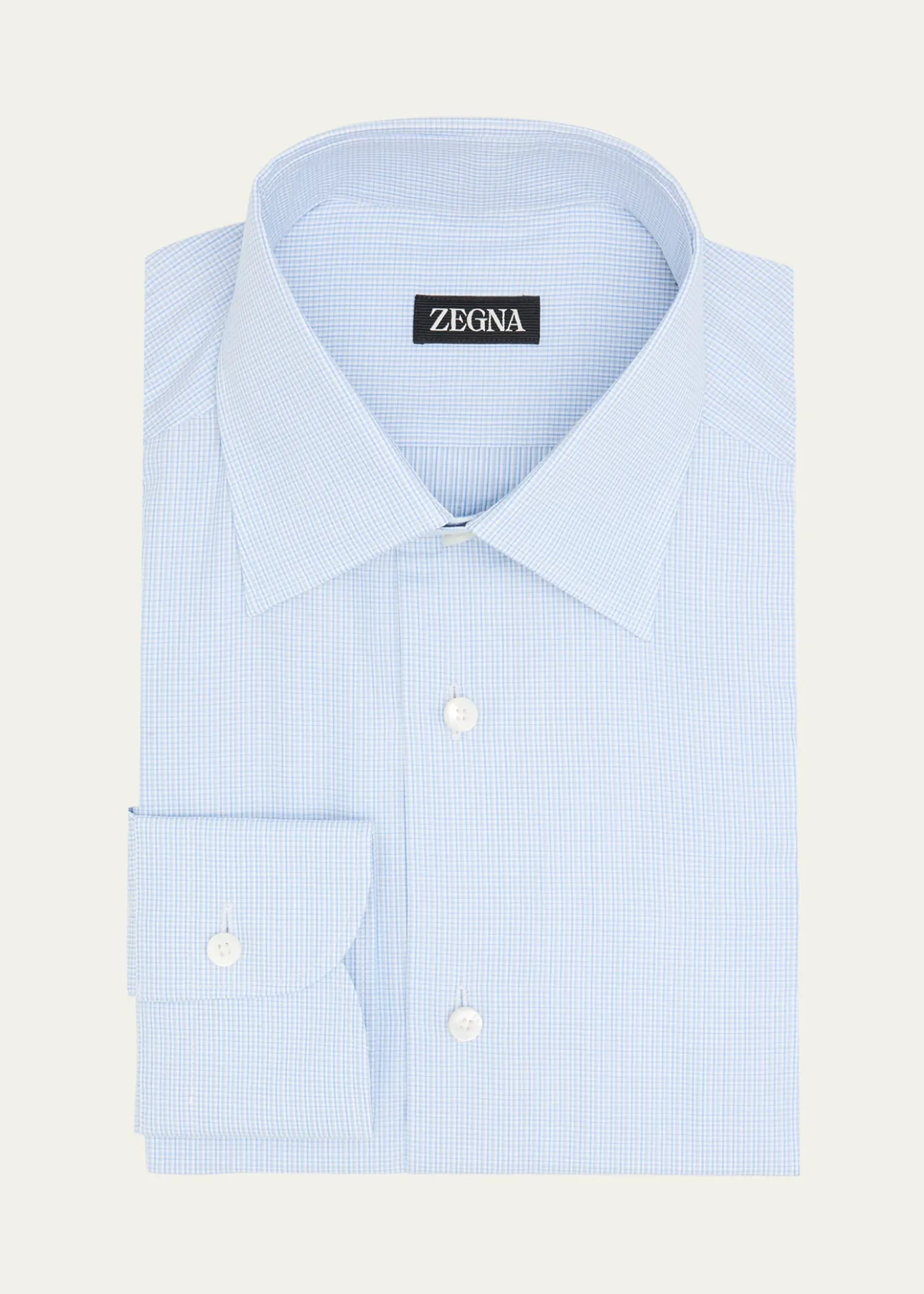 ZEGNAMen's Cotton Mini-Plaid Dress Shirt