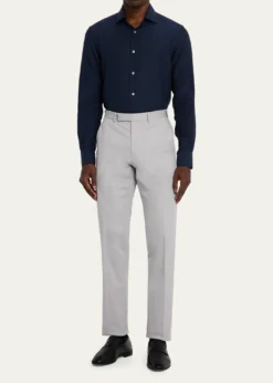 ZEGNAMen's Cotton-Stretch Modern Fit Trousers