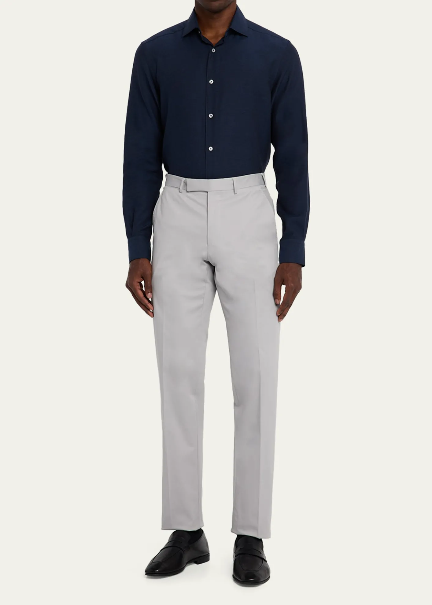 ZEGNAMen's Cotton-Stretch Modern Fit Trousers