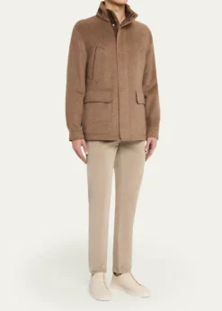ZEGNAMen's Dark Gray Corduroy Straight-Leg Jeans