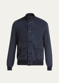 ZEGNAMen's Dark Indigo Blue Suede Blouson