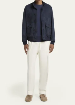 ZEGNAMen's Dark Indigo Blue Suede Blouson