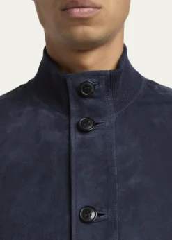 ZEGNAMen's Dark Indigo Blue Suede Blouson