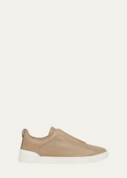 ZEGNAMen's Deerskin Triple Stitch Sneakers