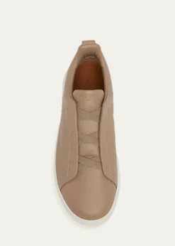 ZEGNAMen's Deerskin Triple Stitch Sneakers