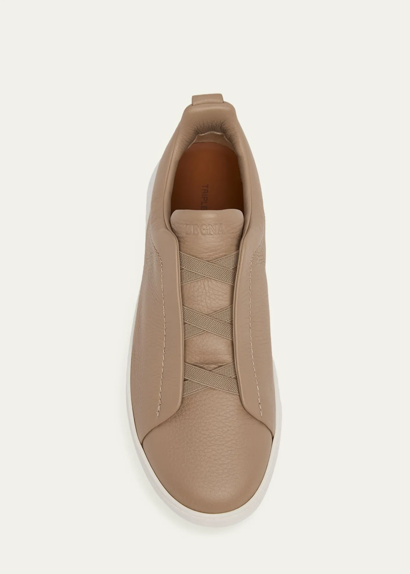 ZEGNAMen's Deerskin Triple Stitch Sneakers