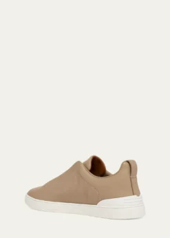 ZEGNAMen's Deerskin Triple Stitch Sneakers