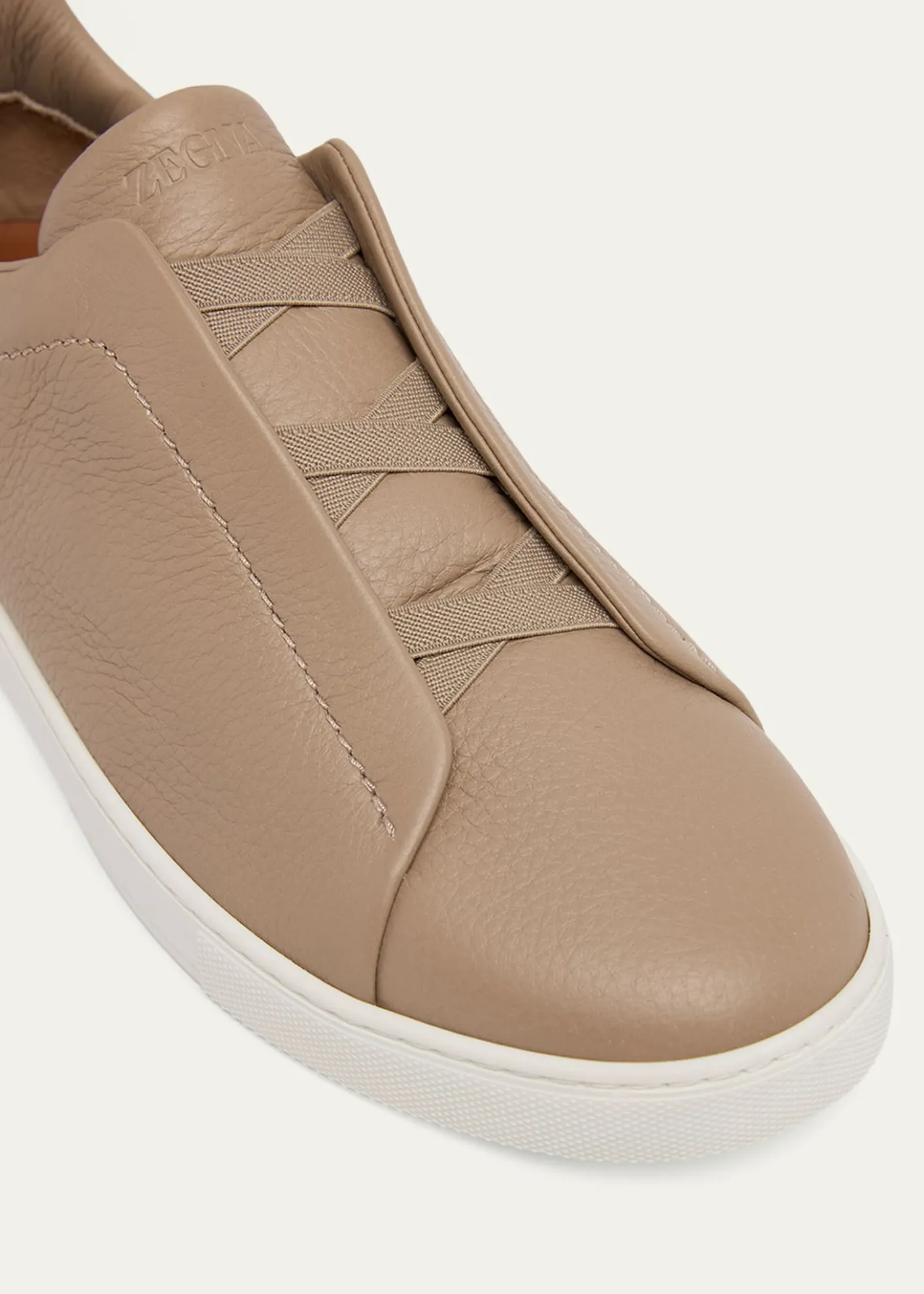 ZEGNAMen's Deerskin Triple Stitch Sneakers