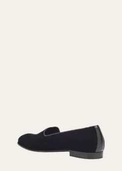 ZEGNAMen's Gala Textile Leather-Trim Loafers