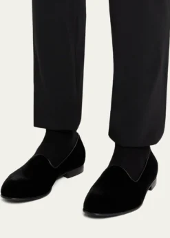 ZEGNAMen's Gala Textile Leather-Trim Loafers