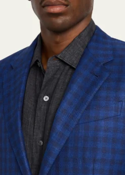 ZEGNAMen's Gingham Check Single-Breasted Sport Coat