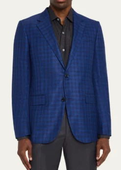 ZEGNAMen's Gingham Check Single-Breasted Sport Coat