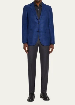 ZEGNAMen's Gingham Check Single-Breasted Sport Coat