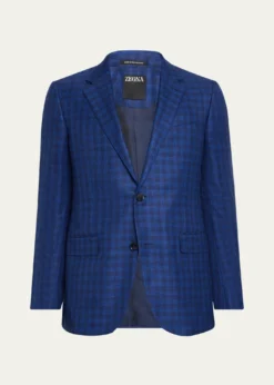 ZEGNAMen's Gingham Check Single-Breasted Sport Coat
