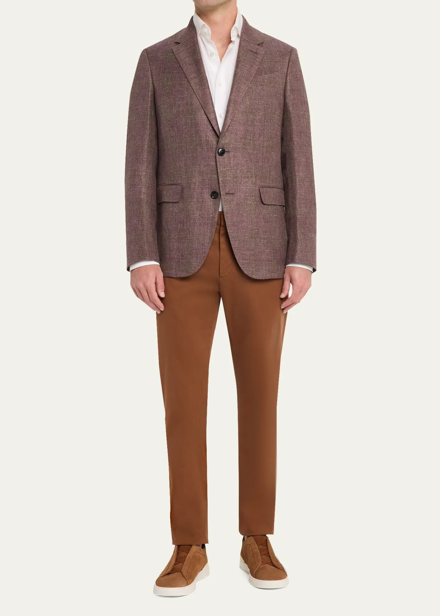 ZEGNAMen's Linen-Blend Grid Check Single-Breasted Sport Coat