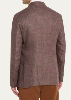 ZEGNAMen's Linen-Blend Grid Check Single-Breasted Sport Coat