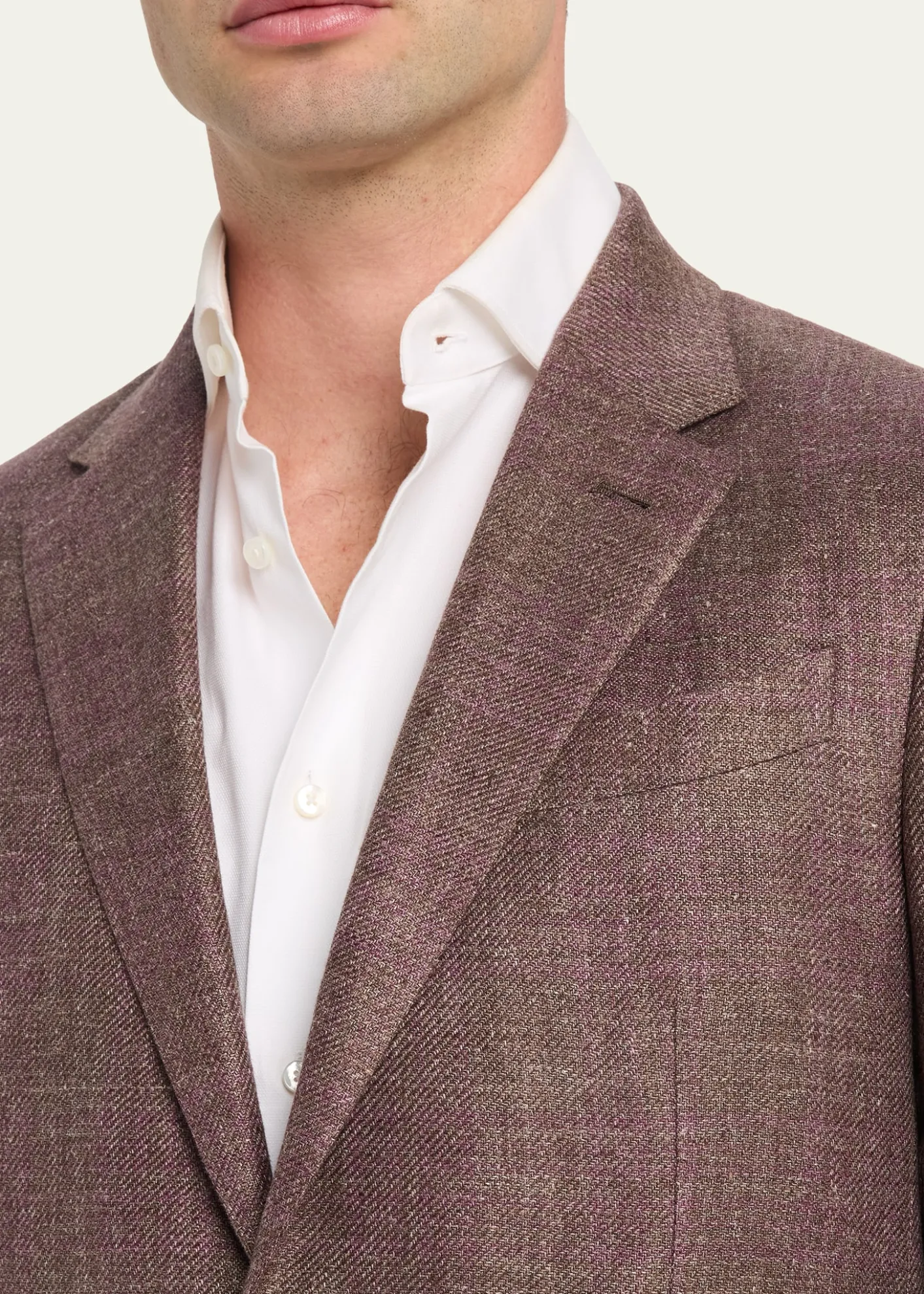 ZEGNAMen's Linen-Blend Grid Check Single-Breasted Sport Coat