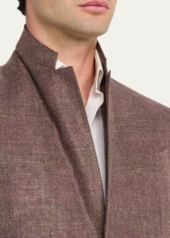 ZEGNAMen's Linen-Blend Grid Check Single-Breasted Sport Coat